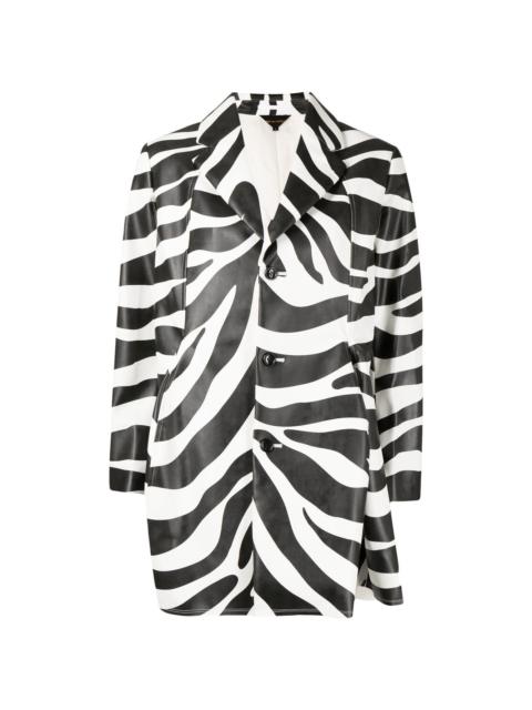 zebra-print single-breasted coat