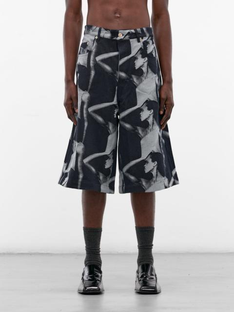 WALES BONNER Indigo Jet Denim Baggy Shorts