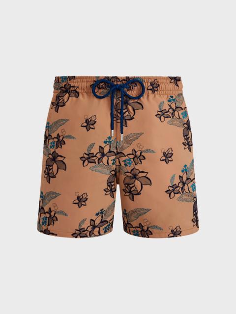 Vilebrequin Men Swim Trunks Embroidered Flowers Power - Limited Edition