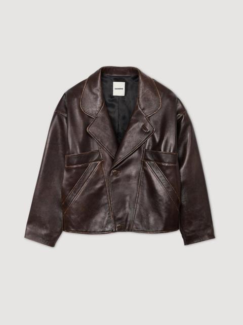 Sandro OVERSIZED LEATHER JACKET