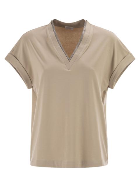 Brunello Cucinelli Brunello Cucinelli Women Stretch Cotton Jersey T-Shirt With Precious Neckline