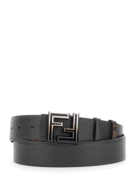 FENDI Fendi Men 'Rounde' Green Reversible Belt With Ff Logo Buckle In Leather Man