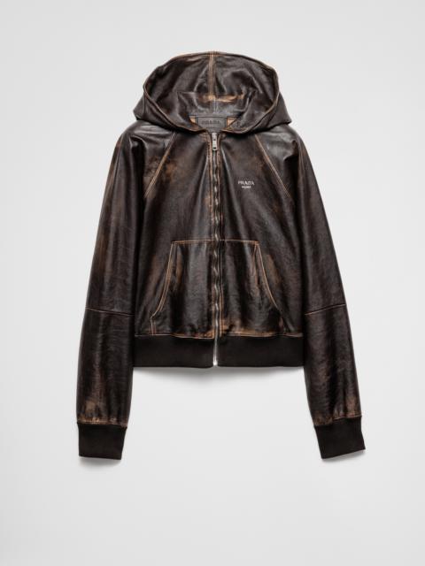 Prada Nappa leather hoodie jacket