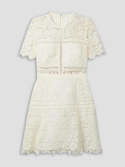 self-portrait Grosgrain-trimmed corded lace mini dress