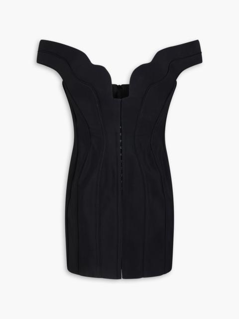 MUGLER Off-the-shoulder twill mini dress