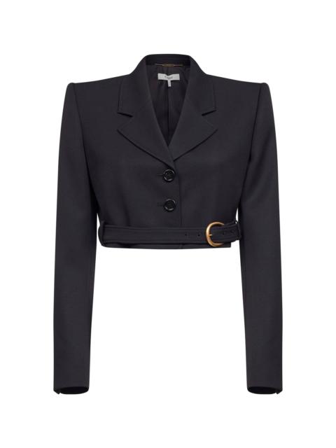 Chloé Chloé Women Black Grain De Poudre Wool Spencer Cropped Jacket