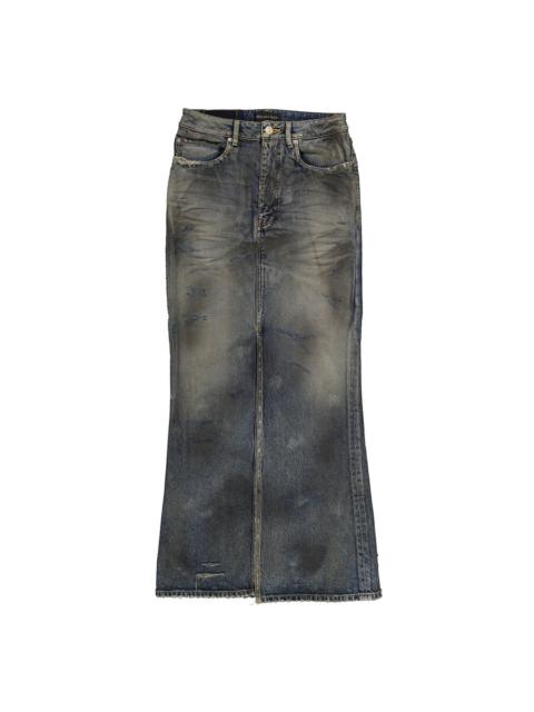 BALENCIAGA Balenciaga Faded Maxi Denim Skirt In Dirty Pale Blue