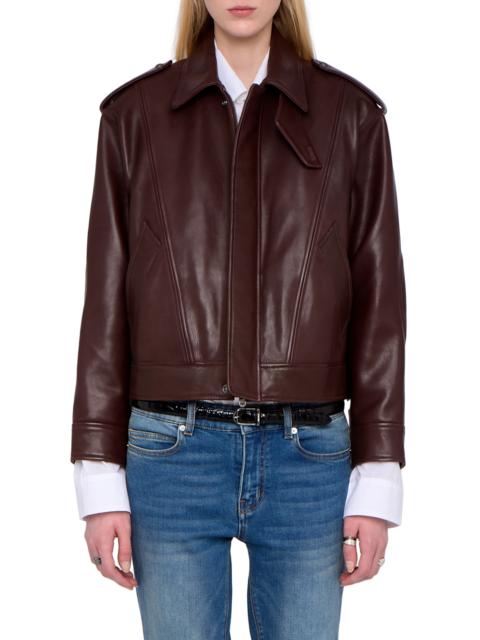 Zadig & Voltaire Zadig & Voltaire Lambskin Leather Jacket in Burgundy at Nordstrom