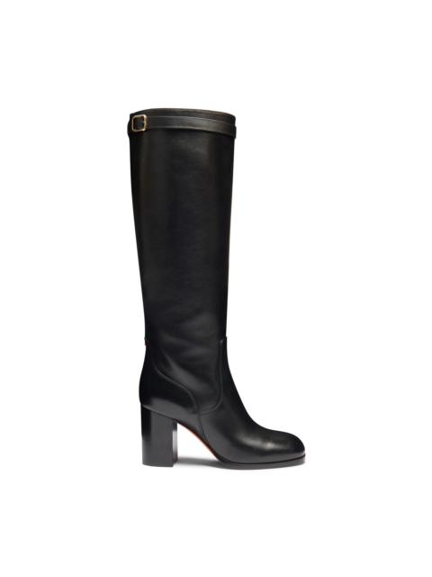 Santoni Women's black leather high-heel boot