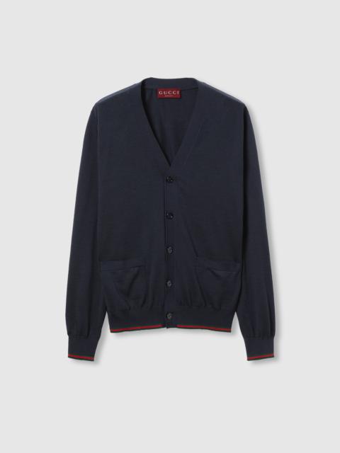 GUCCI Wool knit cardigan with Web