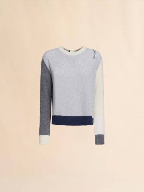 Marni GREY COLOUR BLOCK CASHMERE JUMPER WITH MARNI SYMBOL