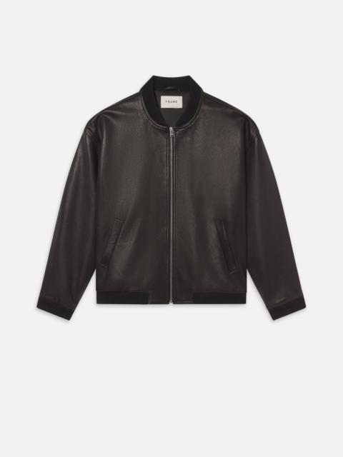 FRAME Leather Bomber in Black