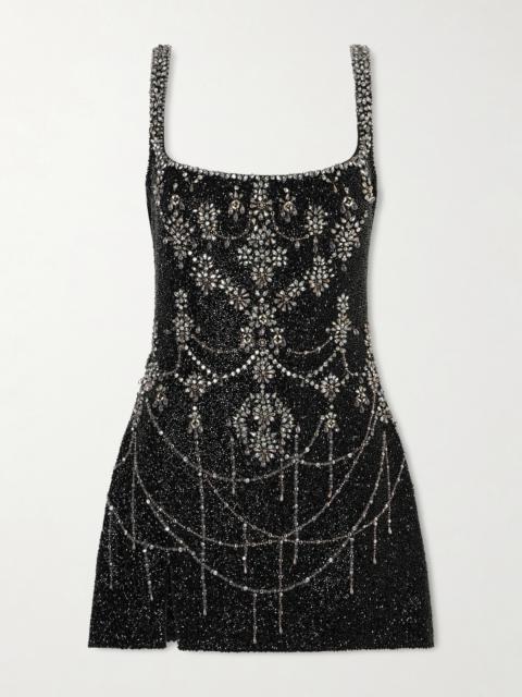 CLIO PEPPIATT Crystal-embellished Beaded Mesh Mini Dress