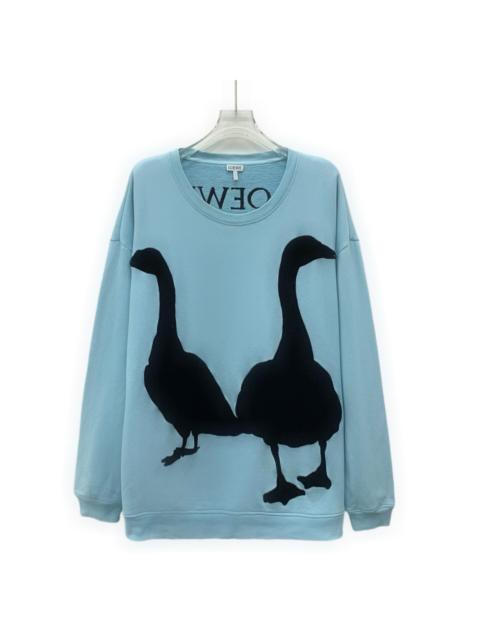 Loewe Loewe Blue Embroidered Cotton Crew Neck Long Sleeve Sweatshirt