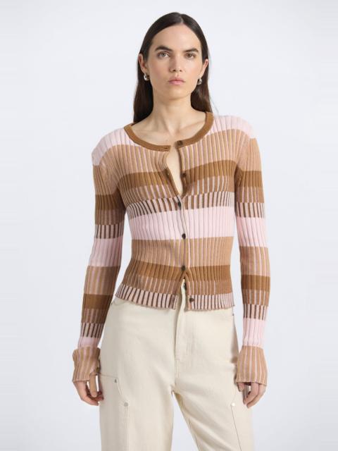 DEREK LAM 10 CROSBY THIBEAUT PLAITED STRIPE CARDIGAN