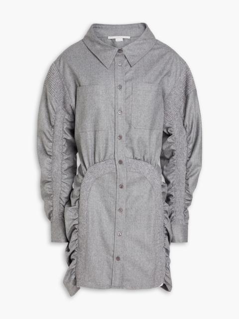Stella McCartney Wren ruched wool-flannel mini shirt dress