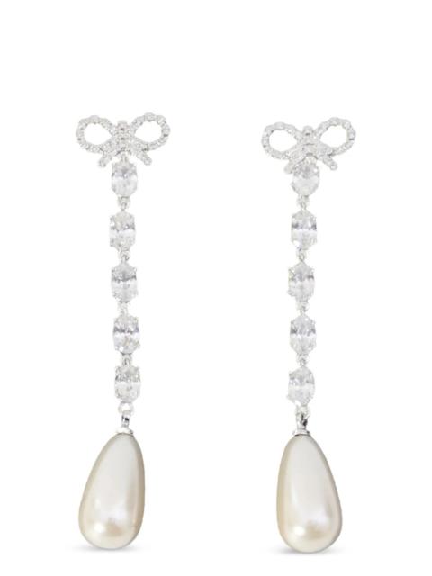 self-portrait 'Bow Pearl Droplet' earrings