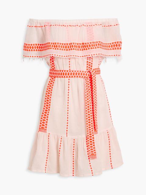 lemlem Jemari off-the-shoulder ruffled cotton-blend mini dress