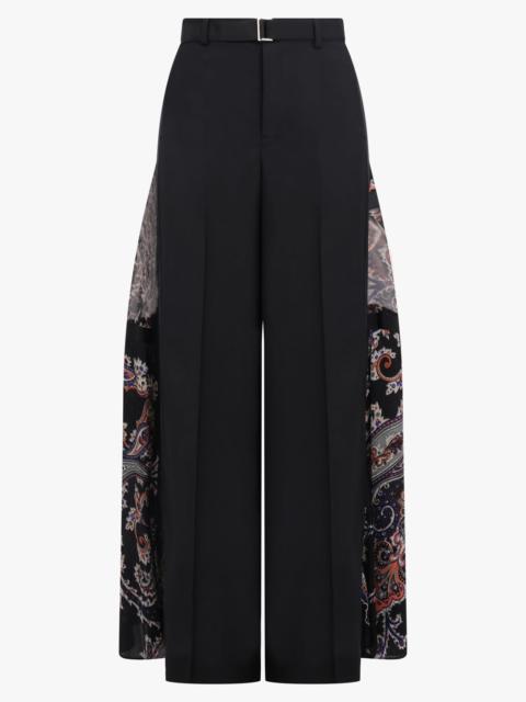 sacai SUITING X PAISLEY PRINT WIDE LEG PANT | BLACK/MULTI