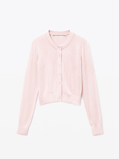 Alexander Wang Pink Crystal Hotfix Cropped Cardigan