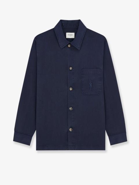SAINT LAURENT Saint Laurent Cassandre Cotton Overshirt Blue