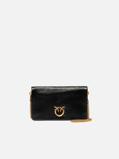 PINKO LOVE BAG CLICK SOFT HORIZONTAL MINI CROSSBODY CLUTCH IN SHINY LEATHER
