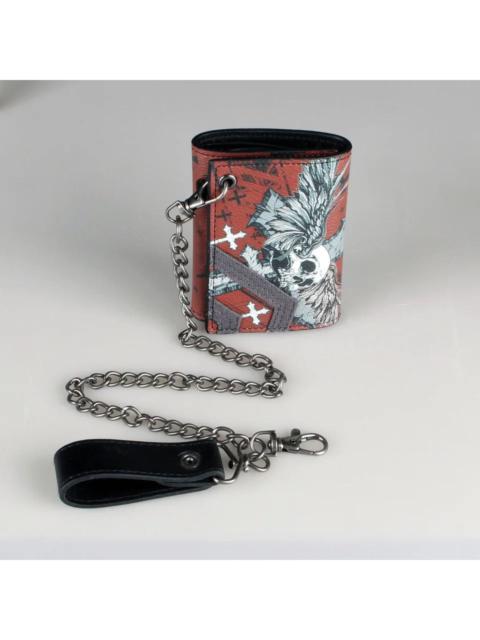 Japanese Brand - Y2K Maroon Skull Cross Wallet