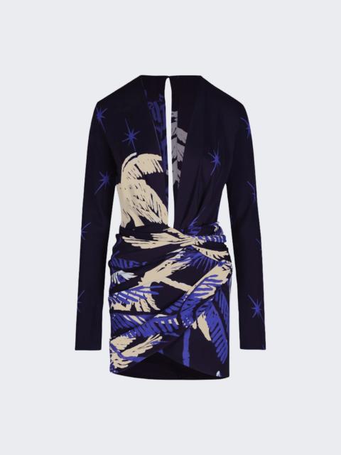 Johanna Ortiz Gangaway Mini Dress Navy And Ecru