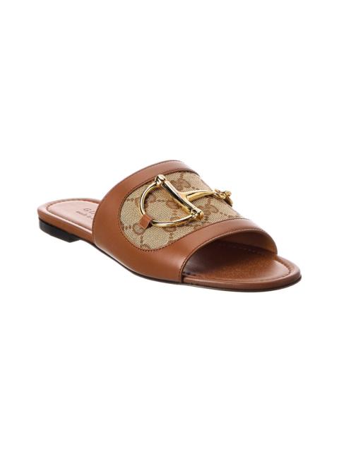 GUCCI Gucci GG Canvas & Leather Sandal