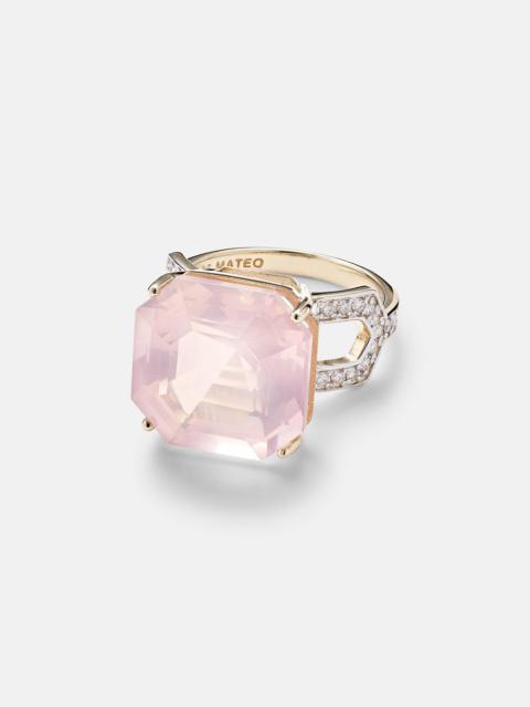 MATEO 14kt gold ring with topaz and diamonds