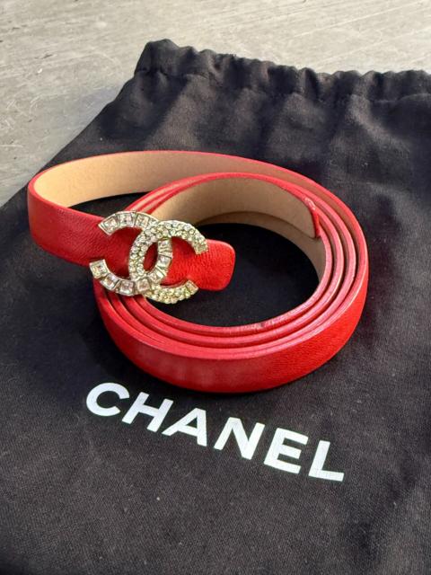CHANEL Chanel Red Cowhide Double C Jewelry Series Belt