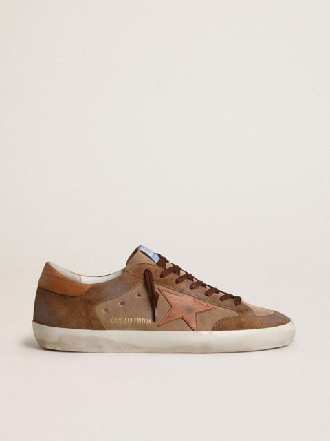 Golden Goose Men's Super-Star in brown suede with tan leather star and heel tab