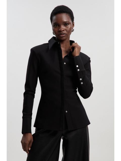 KAREN MILLEN Ponte Power Shoulder Shirt