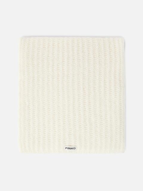 PINKO RIBBED SCARF WITH PINKO LOGO LETTERING