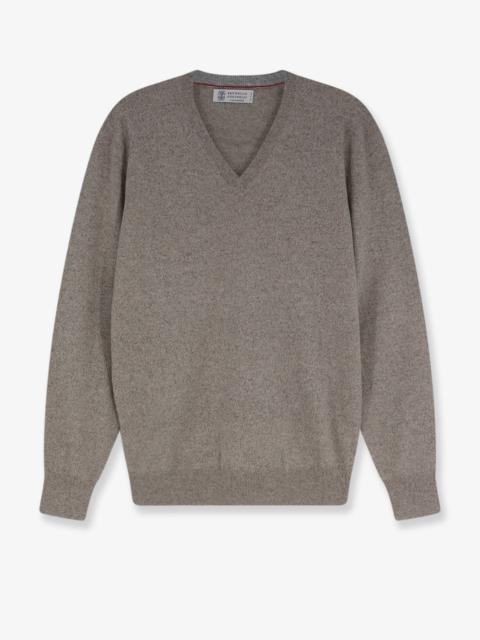 Brunello Cucinelli Brunello Cucinelli Cashmere V-Neck Sweater Beige