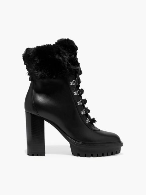 Gianvito Rossi 100 plush-trimmed leather platform ankle boots