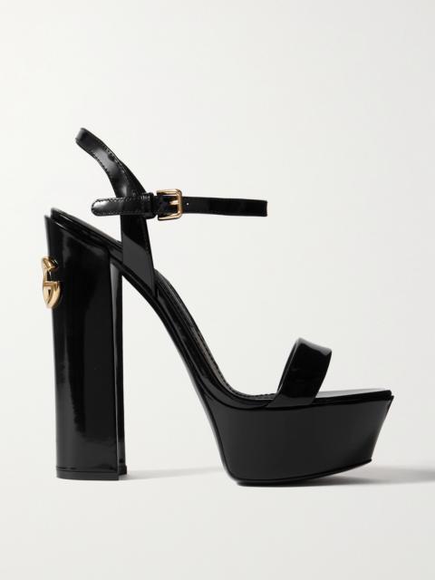 Dolce & Gabbana Keira Logo-embellished Patent-leather Platform Sandals