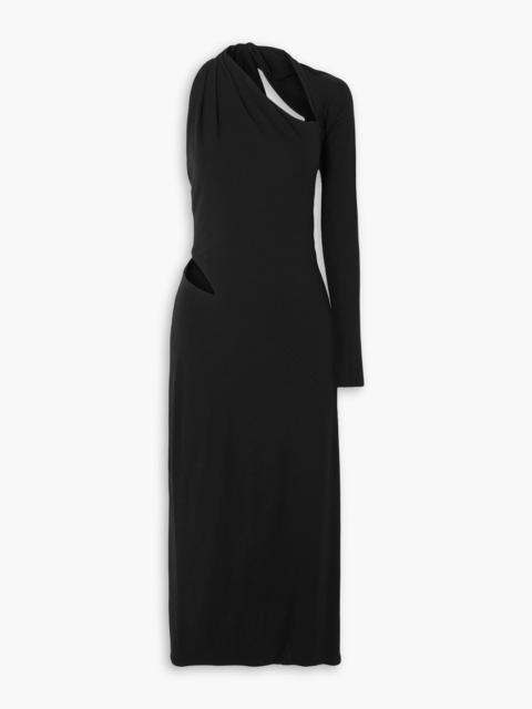 VERSACE Cutout one-shoulder stretch-jersey midi dress