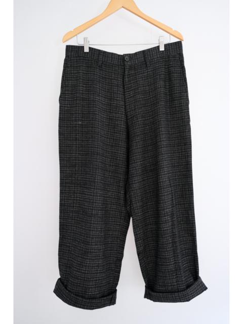 1990s Cotton-Blend Wide Textured Grid Weave Pants