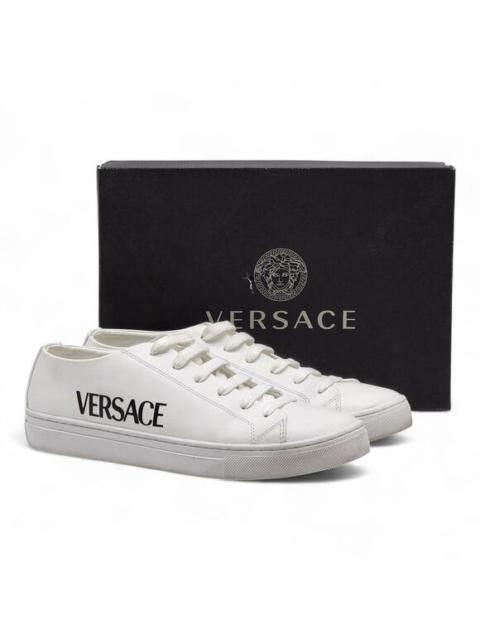 VERSACE Versace Logo Leather Men’s Low-Top Sneakers White EU 41 US 8 - Preowned