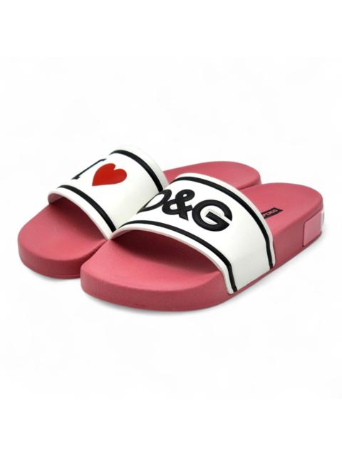 Dolce & Gabbana Logo Saint Barth Rubber Pool Slides Pink EU 36 US 6 NWB $320