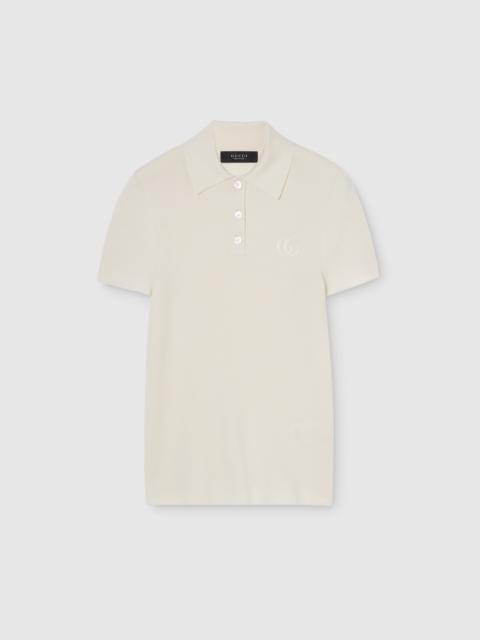 GUCCI Cashmere silk polo shirt with embroidery