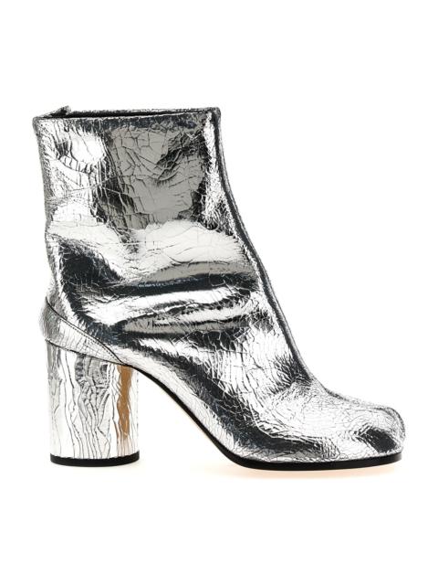 Maison Margiela Tabi High Heels Ankle Boots In Silver Leather