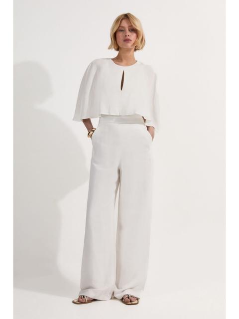 KAREN MILLEN Premium Tailored Linen Drama Cape Jumpsuit