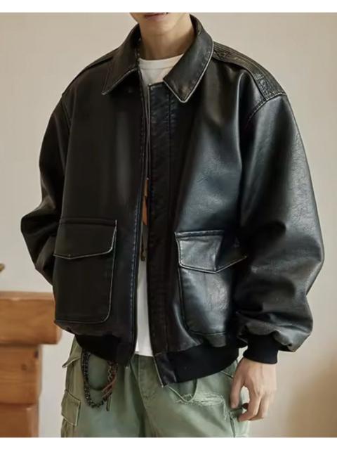 Other Designers Japanese Brand - Boxy Faux Leather Bomber Jacket