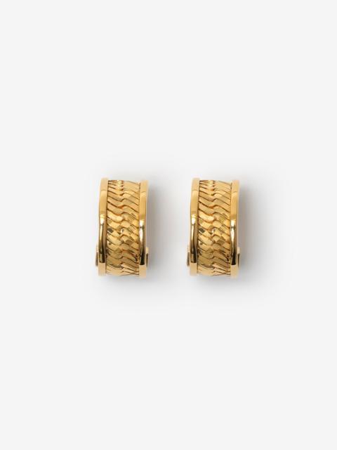 Burberry Engraved Check Hoop Earrings