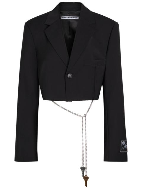 Alexander Wang Alexander Wang Chain-embellished Cropped Wool-blend Blazer