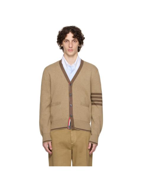 Thom Browne Brown Milano Stitch 4-Bar V-Neck Cardigan