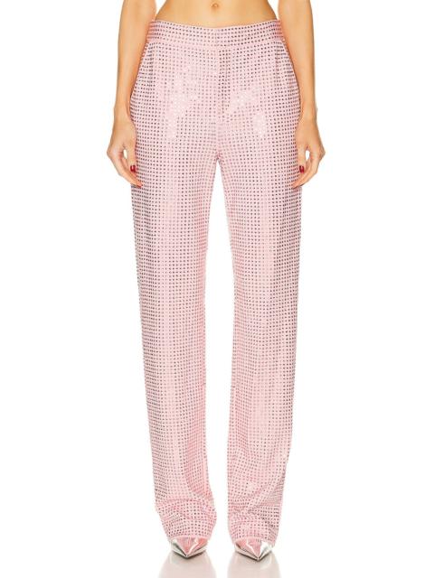 AREA Crystal Embellished Straight Leg Pant