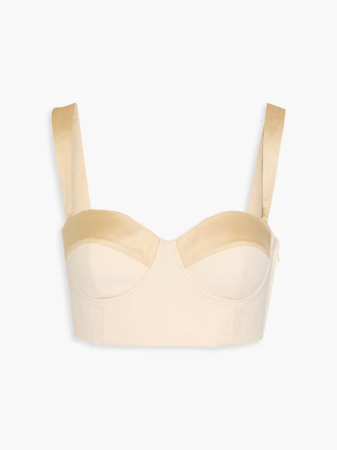 Moschino Cropped two-tone grain de poudre wool bustier top